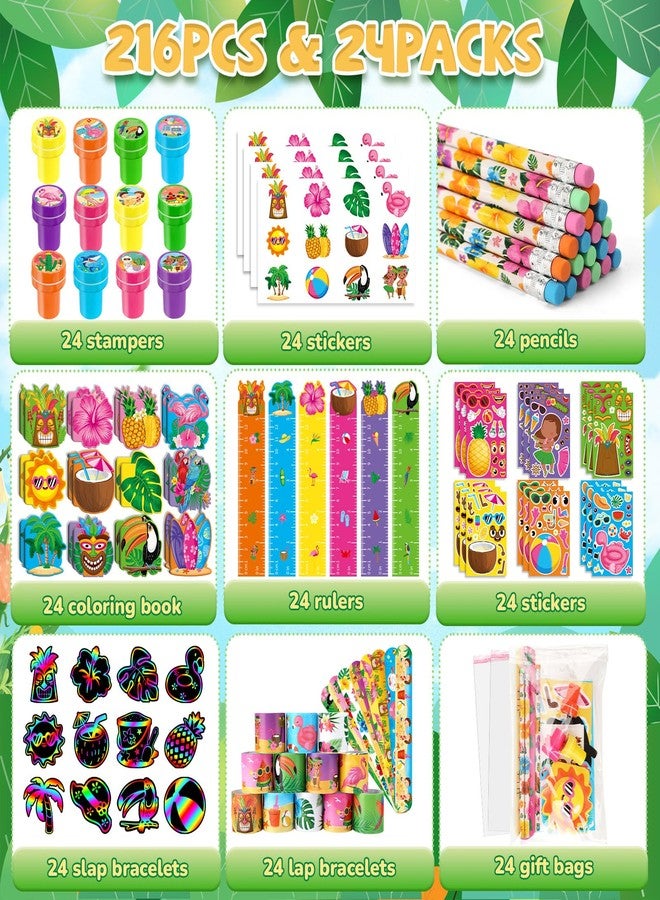 BenLouis 216Pcs Hawaiian Luau Party Favors Aloha Summer Tropical Tiki Theme School Stationery Set Bulk for Kids Beach Pool Birthday Party Goodie Bag Stuffers Classroom Gifts Rewards Pinata Filler - Image 2
